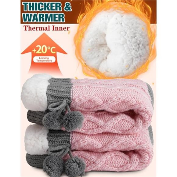Womens Slipper Fuzzy Grips Socks Fluffy Winter Warm Thick Thermal Cozy Plush - Picture 2 of 7